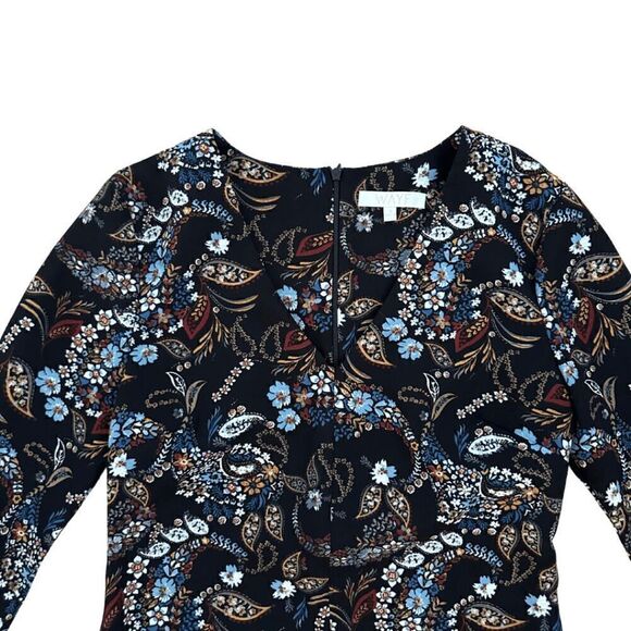 WAYF Womens Multicolor Floral Long Sleeve V-Neck Shift Dress Size Small - Picture 2 of 7
